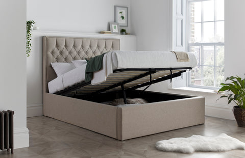 Wilson Oatmeal Fabric Ottoman Bed