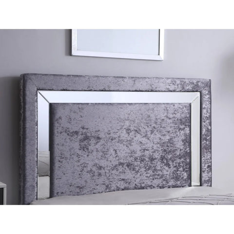 Augustina Crushed Velvet Bed Silver with Mirror