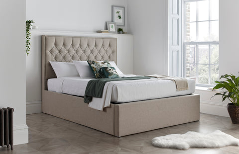 Wilson Oatmeal Fabric Ottoman Bed