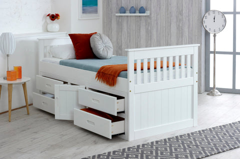 CAPTAINS STORAGE BED WHITE ( 3 BOX'S )