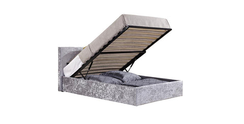 Yasmin Storage Crushed Velvet Bed Silver