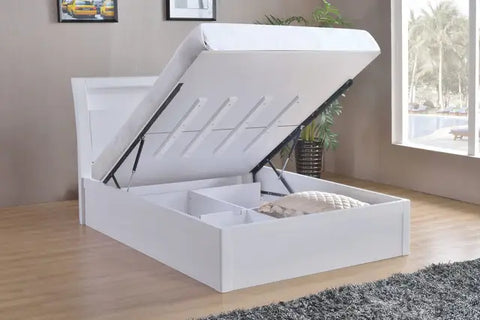 Tanya Storage High Gloss Bed White