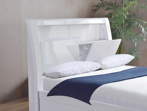 Tanya Storage High Gloss Bed White