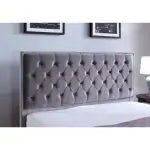 Izabel Velvet Bed Light Grey with Dark Grey HB