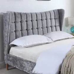 Mahala Crushed Velvet Bed Silver