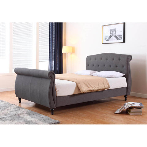 Marianna Linen Bed Dark Grey