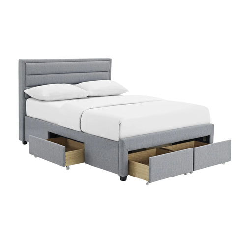 Paisley 4 Drawer Linen Fabric Bed Grey