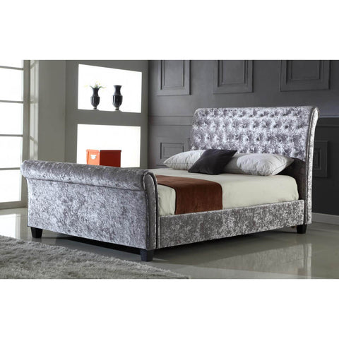 Serenity Crushed Velvet Bed Silver