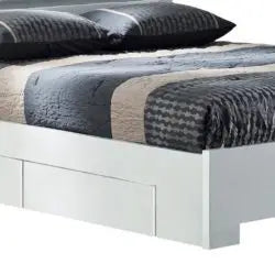 Widney White High Gloss Bed with 4 Drawers