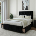 Black Chenille Maurice Divan Bed in a bedroom setting