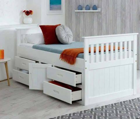 CAPTAINS STORAGE BED WHITE ( 3 BOX'S )