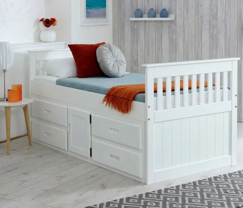 CAPTAINS STORAGE BED WHITE ( 3 BOX'S )