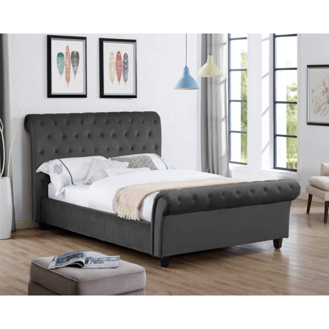 Casablanca (Serenity) Velvet Bed Silver
