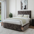 Charcoal Chenille Maurice Divan Bed in a bedroom setting