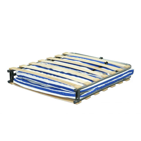 Copenhagen folding bed folded compactly for easy storage in a wardrobe or spare room