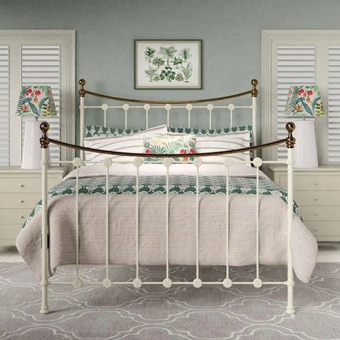 Elizabeth Bed White & Antique Brass