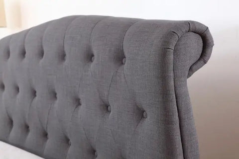 Marianna Linen Bed Dark Grey