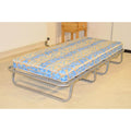 Miami folding single bed silver frame fully opened showing the steel structure (mattress sold separately)
