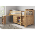Porto pine mid sleeper with built-in desk, chest, and bookcase