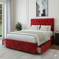 Red Chenille Maurice Divan Bed in a bedroom setting