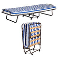 Stockholm folding bed with mattress shown in both open setup and folded closed positions for comparison