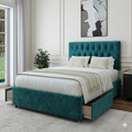 Teal Chenille Maurice Divan Bed in a bedroom setting